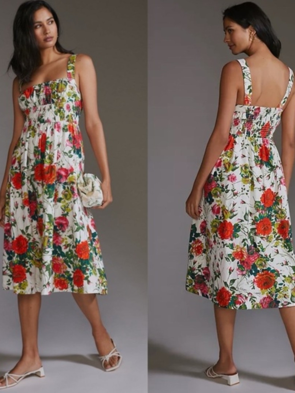 Anthropologie A-line, Corset Floral Midi Dress Size 4